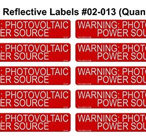 FCD Labels 02-013 Reflective Warning Photovoltaic Power Source Vinyl Label Pack (Pack of 10)