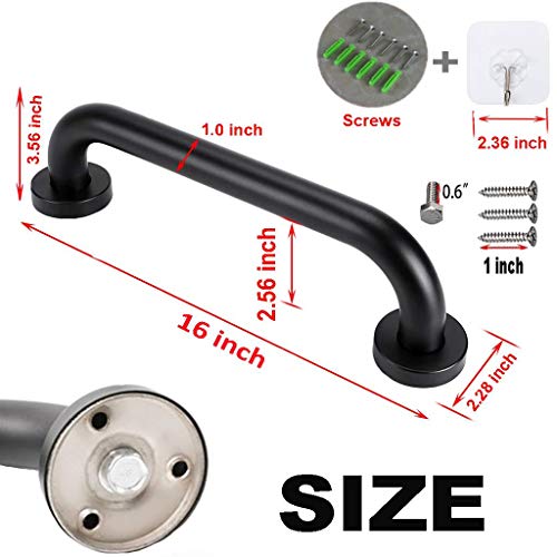 16 Inch Stainless Steel Shower Grab Bar,ZUEXT Oil Rubbed Black Shower Handle,Bathroom Balance Bar,Safety Hand Rail Support Bar for Handicap Elderly Injury,Senior Assist Bar,Wall Concealed Mount Handle