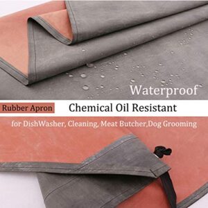 Rubber Apron Waterproof Aprons Chemical Oil Resistant Aprons for Dishwashing, Cleaning Fish, Gardening, Lab Work, Butcher and Dog Grooming