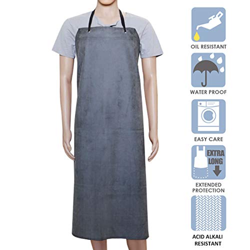 Rubber Apron Waterproof Aprons Chemical Oil Resistant Aprons for Dishwashing, Cleaning Fish, Gardening, Lab Work, Butcher and Dog Grooming