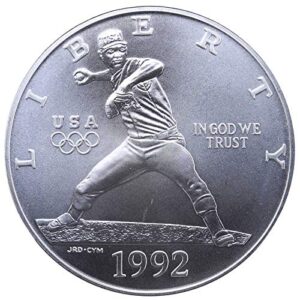 1992 d olympic baseball commemorative silver dollar $1 brilliant uncirculated us mint