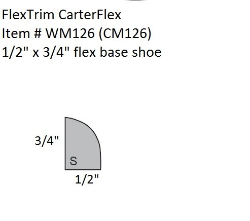 FlexTrim #WM126: 1/2" x 3/4" Flexible Base Shoe molding - 8' feet Long