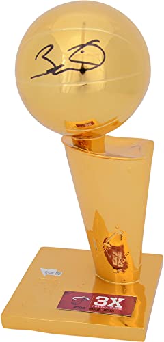 Dwyane Wade Miami Heat Autographed 3x NBA Finals Champions Replica Larry O'Brien Trophy with Sublimated Plate - NBA Autographed Miscellaneous Items