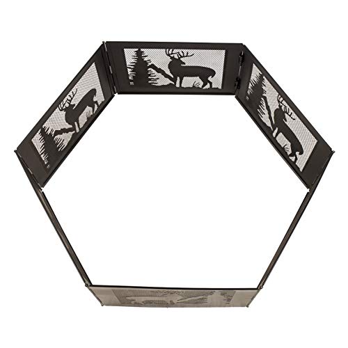 Pleasant Hearth OFW116FR Deer Mountain Folding fire Ring, Black