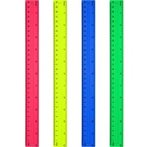 4 packs plastic straight rulers plastic rule measuring tool for student school office (12 inch, colorful)