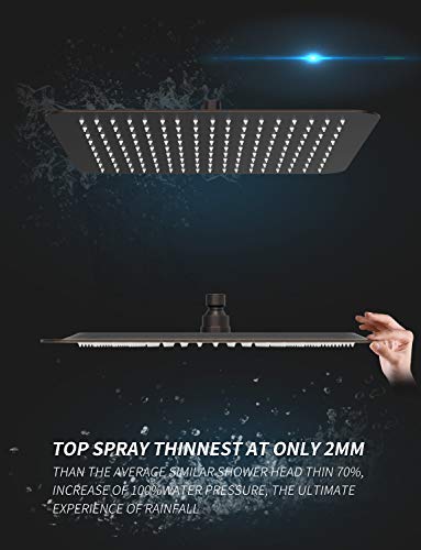 SR SUN RISE 12 Inch Brass Rain Shower Head Oil Rubbed Bronze High Pressure Rainfall Showerhead Water Saving