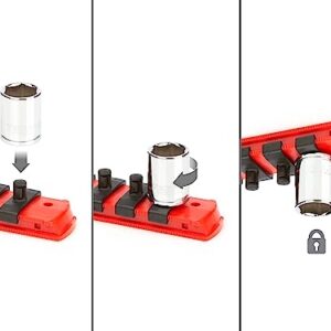 3/8 Inch Drive x 13 Inch Twist-Lock Socket Rail, 15 Clips (Red) | OSR12115