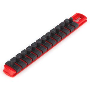 TEKTON 1/4 Inch Drive x 8 Inch Socket Rail, 13 Clips (Red) | OSR01113