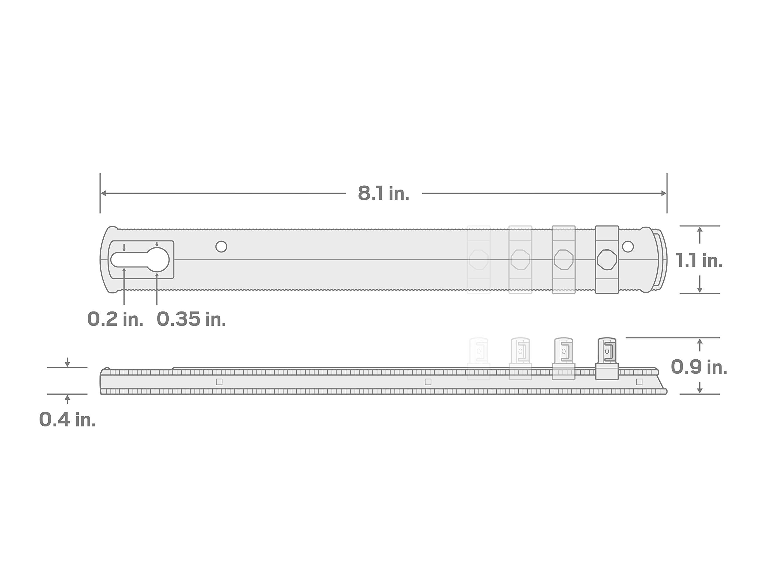 TEKTON 1/4 Inch Drive x 8 Inch Socket Rail, 13 Clips (Red) | OSR01113