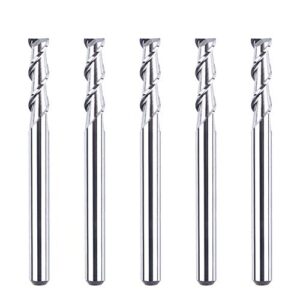 spetool 5pcs 1/8 inch aluminum end mills 2 flutes cnc spiral router bits non-ferrous metal upcut 1-1/2 inches long for woodworking cutting