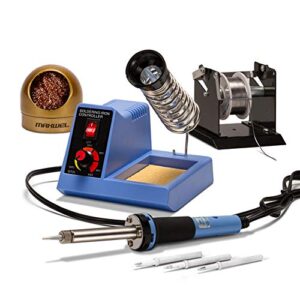 soldering iron station solder kit - 48w 110v soldering tool set temp adjustable electric welding for smd/pcd/diy packed with iron tips/solder wire/tip cleaner/solder wire holder