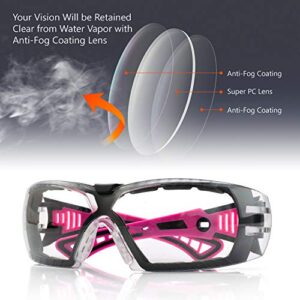 SAFEYEAR Womens Anti Fog Safety Goggles with HD Anti Scratch Resistant Lenses Work Goggles for Women