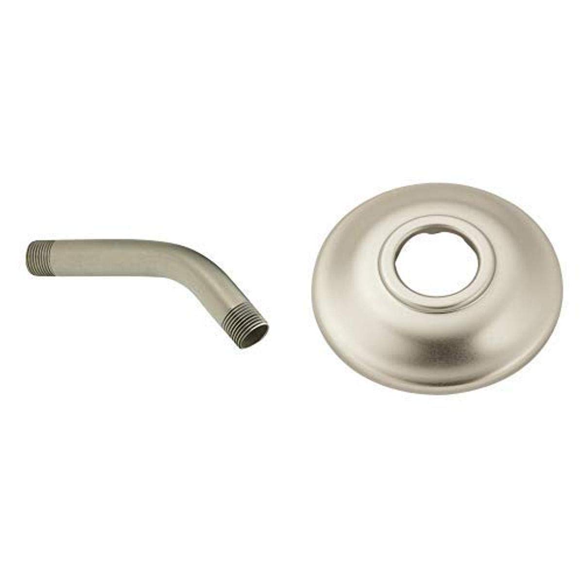 Moen 10154BN 6-Inch Replacement Right Angle Shower Arm, Brushed Nickel with Moen AT2199BN Replacement Shower Arm Flange for Universal Standard Moen Shower Arms, Brushed Nickel