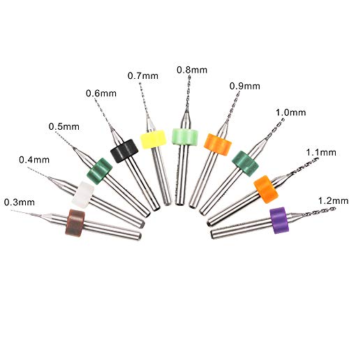 WayinTop 50pcs PCB Drill Bits Set Spiral Flute Carbide 0.3mm-1.2mm for Print Circuit Board Stone Dremel Jewelry CNC Engraving (5PCS Each)