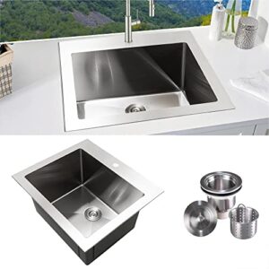 kabco 25 inch wide 12 inch deep commercial sink 18 gauge undermount or topmount drop in single bowl stainless steel laundry utility sink 25 l x 22 w x 12 d inch