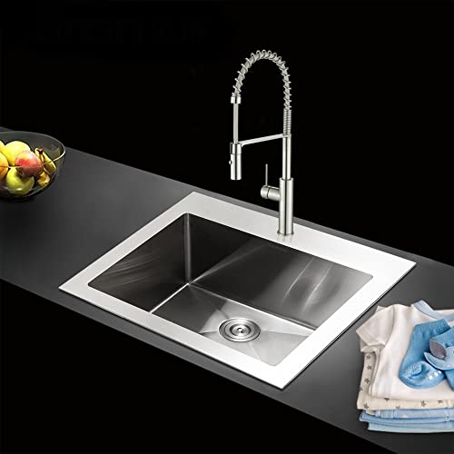 KABCO 25 Inch Wide 12 Inch Deep Commercial Sink 18 Gauge Undermount or Topmount Drop In Single Bowl Stainless Steel Laundry Utility Sink 25 L x 22 W x 12 D Inch