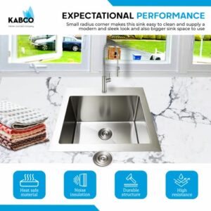 KABCO 25 Inch Wide 12 Inch Deep Commercial Sink 18 Gauge Undermount or Topmount Drop In Single Bowl Stainless Steel Laundry Utility Sink 25 L x 22 W x 12 D Inch