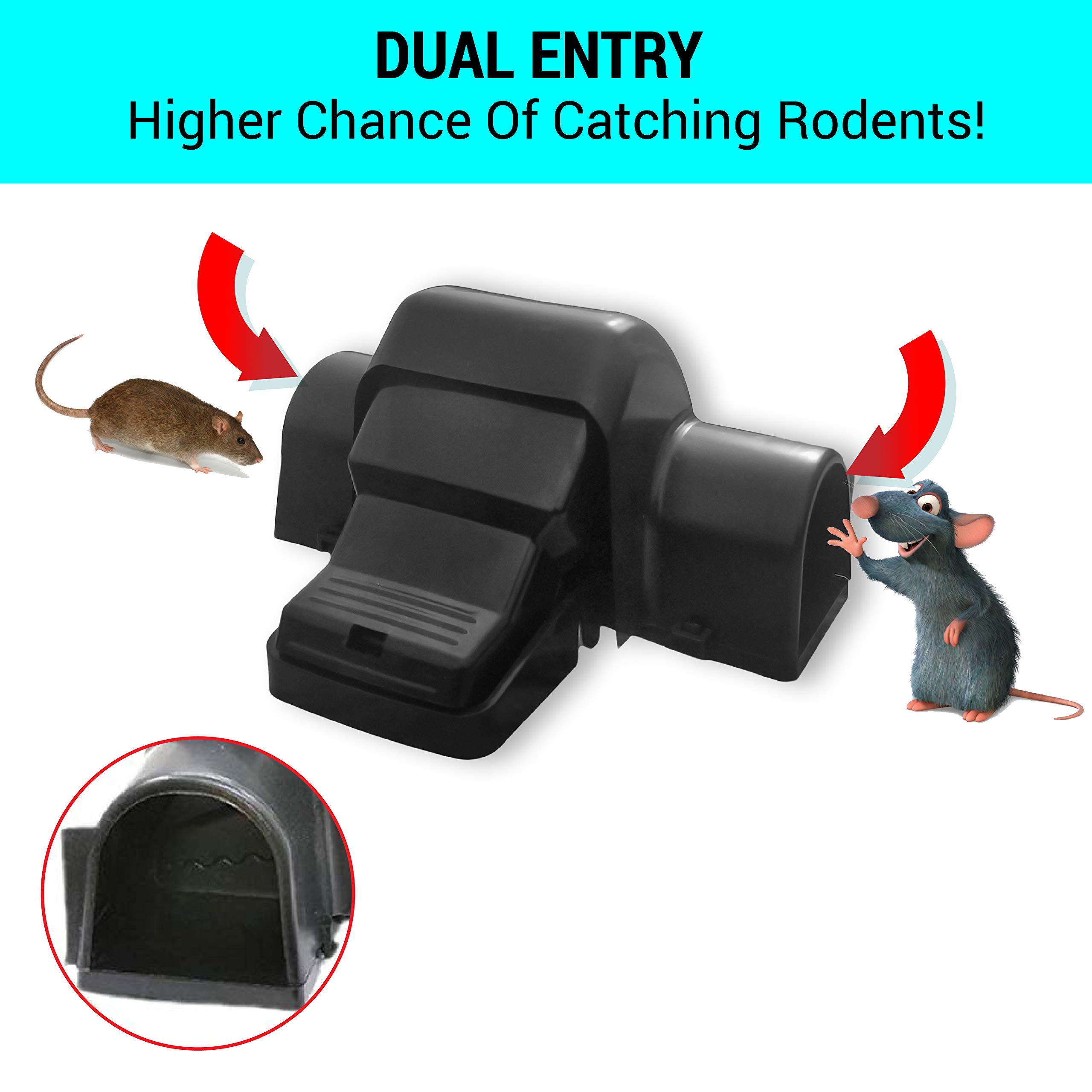BARLAS Tunneled Safe Pest Control Rat Trap - Humane Dual Entry Traps for Rats and Mice - Rat Snap Traps with Safe Pedal Design - Outdoor Rodent Catcher for Home Office or Restaurants - Pack of 2