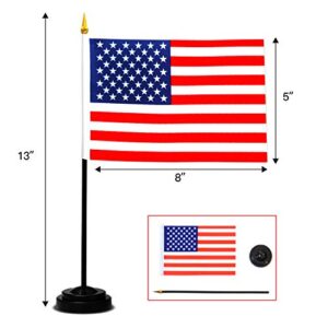 ANLEY 24 Countries Deluxe Desk Flags Set - 8 x 5 Inches Miniature American US Desktop Flag with 13" Black Pole - Vivid Color and Fade Resistant - Come with Black Base and Golden Top