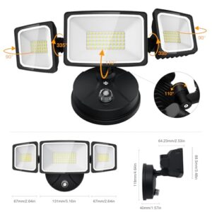 Onforu 60W LED Dusk to Dawn Security Lights, 6000LM Exterior Flood Light, IP65 Waterproof Outdoor 3 Adjustable Heads Photocell Lights Fixture, 6500K White Floodlights for Garage, Patio, Yard