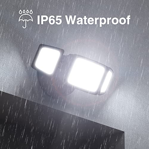 Onforu 60W LED Dusk to Dawn Security Lights, 6000LM Exterior Flood Light, IP65 Waterproof Outdoor 3 Adjustable Heads Photocell Lights Fixture, 6500K White Floodlights for Garage, Patio, Yard