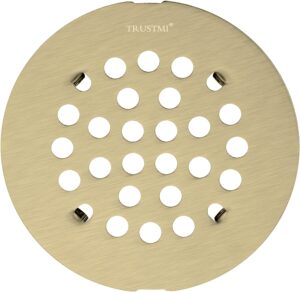 trustmi 4-1/4 inch snap-in shower floor drain replacement cover, brushed gold