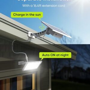 JACKYLED Solar Dusk to Dawn Light Outdoor 1000 Lumens 299 LED Solar Security Lights with Extension Cord, IP65 Waterproof Solar Powered Wall Spotlight Bright for Garden Patio Shed Carport Flag, White