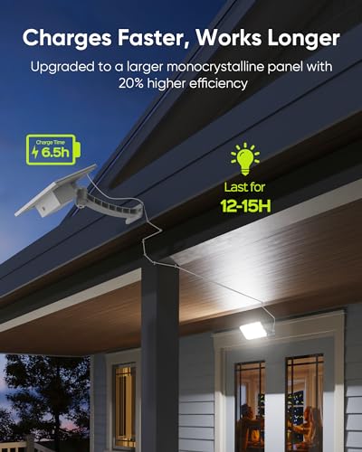 JACKYLED Solar Dusk to Dawn Light Outdoor 1000 Lumens 299 LED Solar Security Lights with Extension Cord, IP65 Waterproof Solar Powered Wall Spotlight Bright for Garden Patio Shed Carport Flag, White