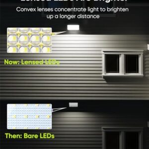 JACKYLED Solar Dusk to Dawn Light Outdoor 1000 Lumens 299 LED Solar Security Lights with Extension Cord, IP65 Waterproof Solar Powered Wall Spotlight Bright for Garden Patio Shed Carport Flag, White