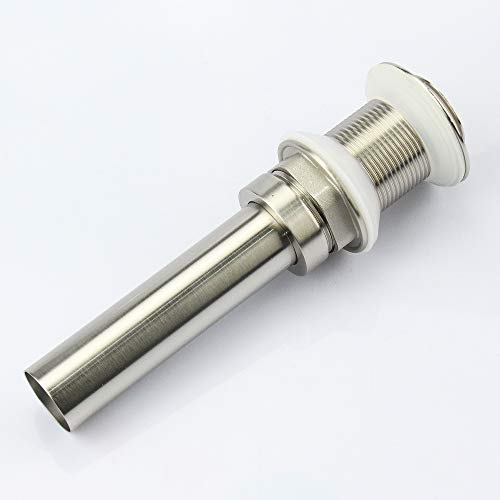 Vessel Sink Drain Stopper Without Overflow, Lavatory Bathroom Pop Up Drain, Brushed Nickel