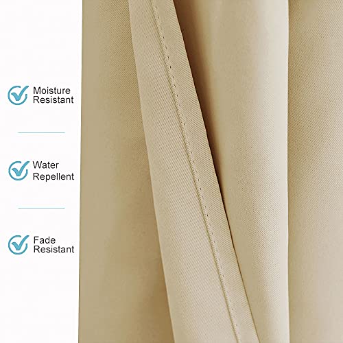RYB HOME Extra Wide Outdoor Curtains for Patio Waterproof Windproof Blackout Curtains for Porch Pergola Arbor Lanai Pool House Outside Deck, 100 inch Width x 84 inch Length, 1 Pc, Biscotti Beige