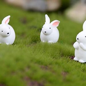 Exasinine Mini Rabbits Easter Bunny Miniature Figurines Animals Model Fairy Garden Miniature Moss Landscape DIY Terrarium Crafts Ornament Accessories for Home Décor (Rabbit, Pack of 20)