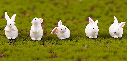 Exasinine Mini Rabbits Easter Bunny Miniature Figurines Animals Model Fairy Garden Miniature Moss Landscape DIY Terrarium Crafts Ornament Accessories for Home Décor (Rabbit, Pack of 20)