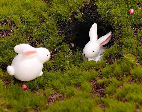 Exasinine Mini Rabbits Easter Bunny Miniature Figurines Animals Model Fairy Garden Miniature Moss Landscape DIY Terrarium Crafts Ornament Accessories for Home Décor (Rabbit, Pack of 20)