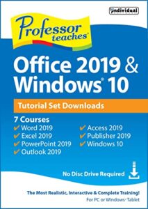 professor teaches office 2019 & windows tutorial set downloads [pc online code]