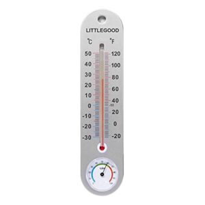 littlegood thermometer indoor with humidity – 9.8 inch wall vertical thermometer/hygrometer, temperature monitor for home, household thermometer for room temp