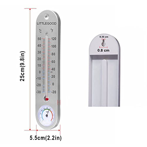LittleGood Thermometer Indoor with Humidity – 9.8 inch Wall Vertical Thermometer/Hygrometer, Temperature Monitor for Home, Household Thermometer for Room Temp
