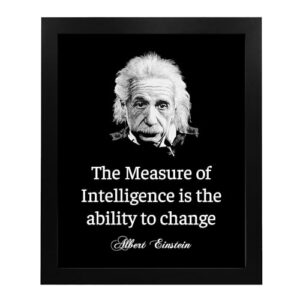 Albert Einstein Quotes Wall Art- "The Measure of Intelligence"- 8 x 10" Typographic Wall Print- Ready to Frame. Home-Office-Studio Decor. Perfect Classroom Addition for Inspiration & Motivation.