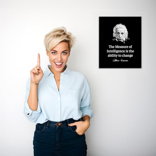 Albert Einstein Quotes Wall Art- "The Measure of Intelligence"- 8 x 10" Typographic Wall Print- Ready to Frame. Home-Office-Studio Decor. Perfect Classroom Addition for Inspiration & Motivation.