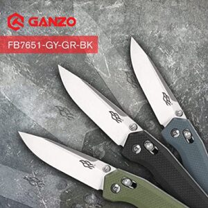 Firebird Ganzo FB7651-GY Pocket Folding Knife 440C Stainless Steel Blade G10 Anti-Slip Handle with Clip Hunting Fishing Camping Folder Outdoor EDC Knife (Grey)