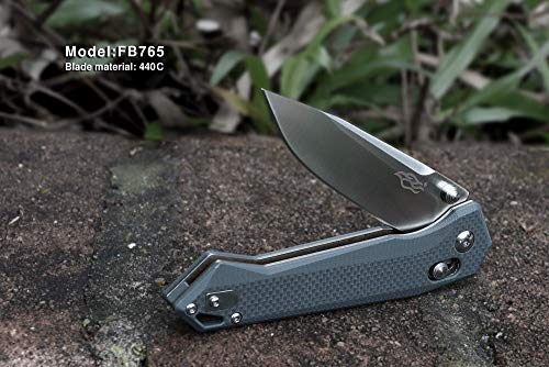 Firebird Ganzo FB7651-GY Pocket Folding Knife 440C Stainless Steel Blade G10 Anti-Slip Handle with Clip Hunting Fishing Camping Folder Outdoor EDC Knife (Grey)