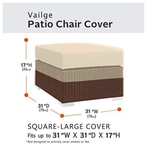 Vailge Square Patio Ottoman Cover, Waterproof Outdoor Ottoman Cover with Padded Handles, Patio Side Table Cover, Heavy Duty Outdoor Furniture Covers(Large,Beige & Brown)