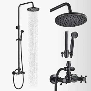senlesen outdoor shower fixture combo set oil rubbed bronze 8 rainfall shower head wall mount 2 dual function