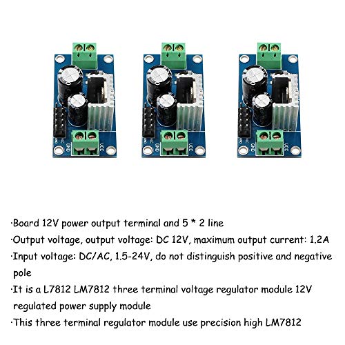 KOOBOOK 2Pcs L7812 LM7812 Three Terminal Regulator Module 12V Voltage Regulated Power Module