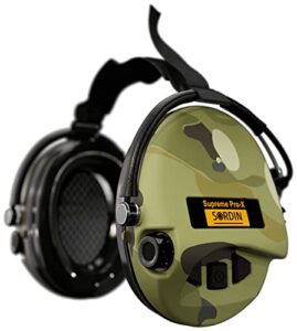 sordin supreme pro-x ear defenders for hunting & shooting - active & electronic - neckband band & gel kits - camo ear muffs