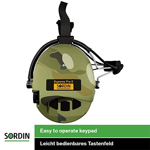 Sordin Supreme Pro-X Ear Defenders for Hunting & Shooting - Active & Electronic - Neckband Band & Gel Kits - Camo Ear Muffs