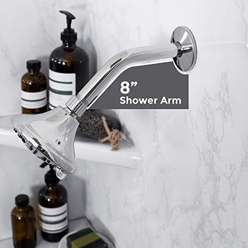 VETTA 8 Inch Shower Arm and Flange, Stainless Steel Construction, Shower Head Extension Extender Pipe Arm, Chrome Finish