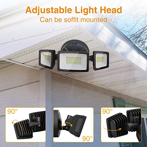 Onforu 2 Pack 60W Flood Lights Outdoor, 6000LM LED Flood Light Outdoor Switch Controlled, IP65 Waterproof Outdoor Flood Light Fixture with 3 Adjustable Heads, 6500K Security Light for Eave Garden Yard