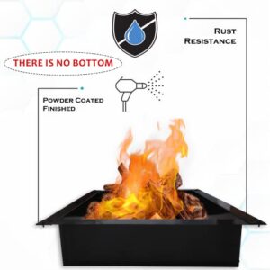 Outdoor Square Fire Pit Ring/Insert, Fire Pit Liner Heavy Duty 2.0mm Steel 36 Inch Inside Diameter, 42 Inch Outside Diameter