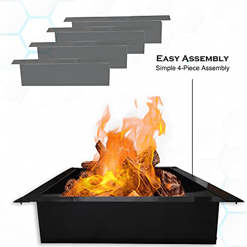 Outdoor Square Fire Pit Ring/Insert, Fire Pit Liner Heavy Duty 2.0mm Steel 36 Inch Inside Diameter, 42 Inch Outside Diameter